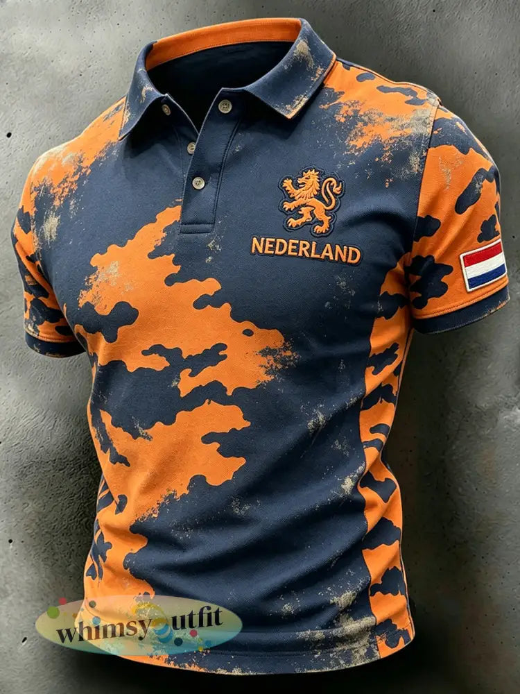 Herenpolo met verweerde camouflageprint - A / S