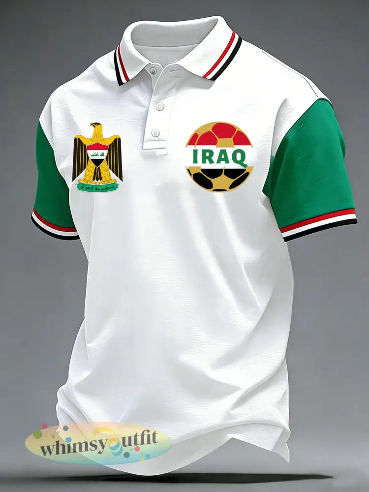 Herenpolo voor Irakese voetbalwedstrijden met artistieke cheerprint - A / S