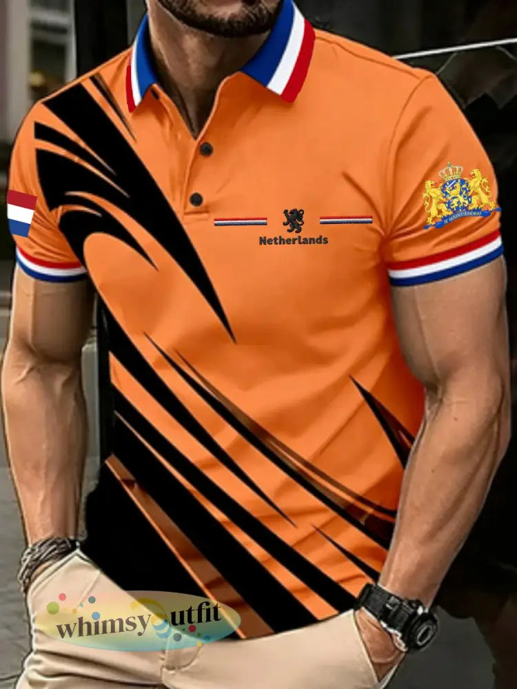Herenpolo voor Koningsdag - Sinaasappel / S