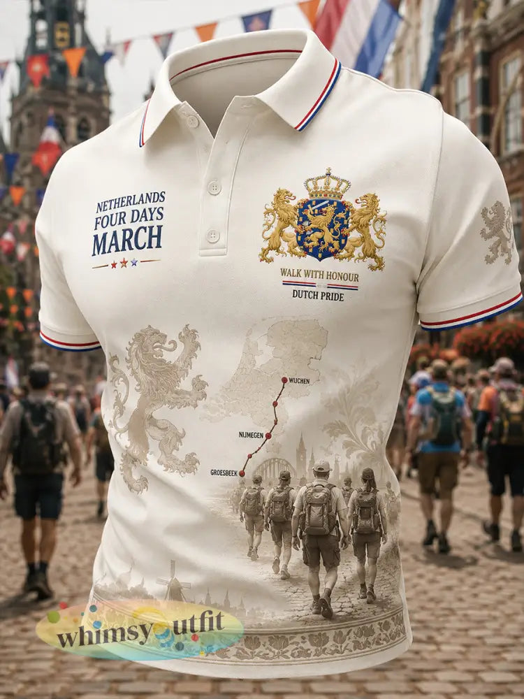 Herenpoloshirt met korte mouwen en grafische print van het Vierdaagsefeest - A / S