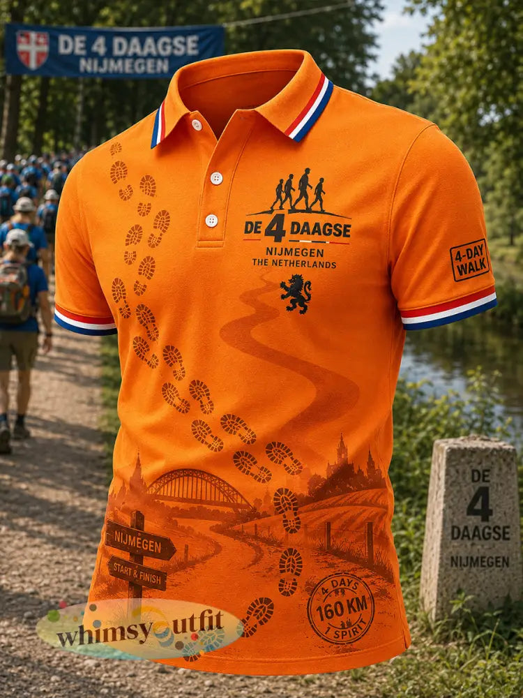 Herenpoloshirt met korte mouwen en grafische print van het Vierdaagsefeest - A / S