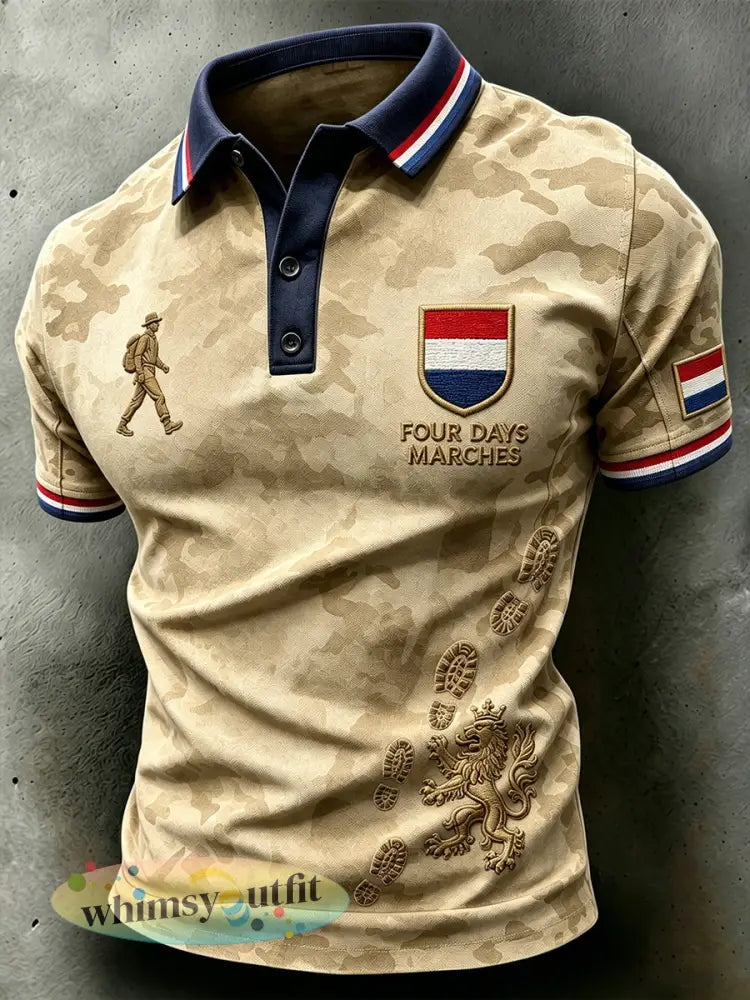 Herenpoloshirt met korte mouwen en grafische print van het Vierdaagsefeest - A / S