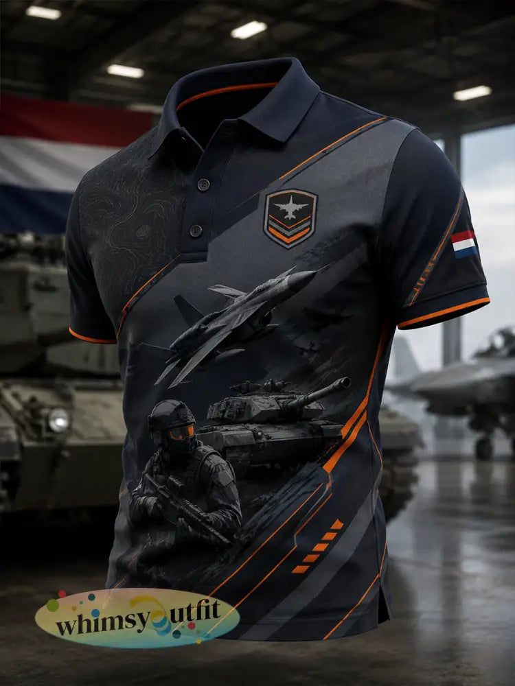 Herenpoloshirt met korte mouwen en militaire print - A / S