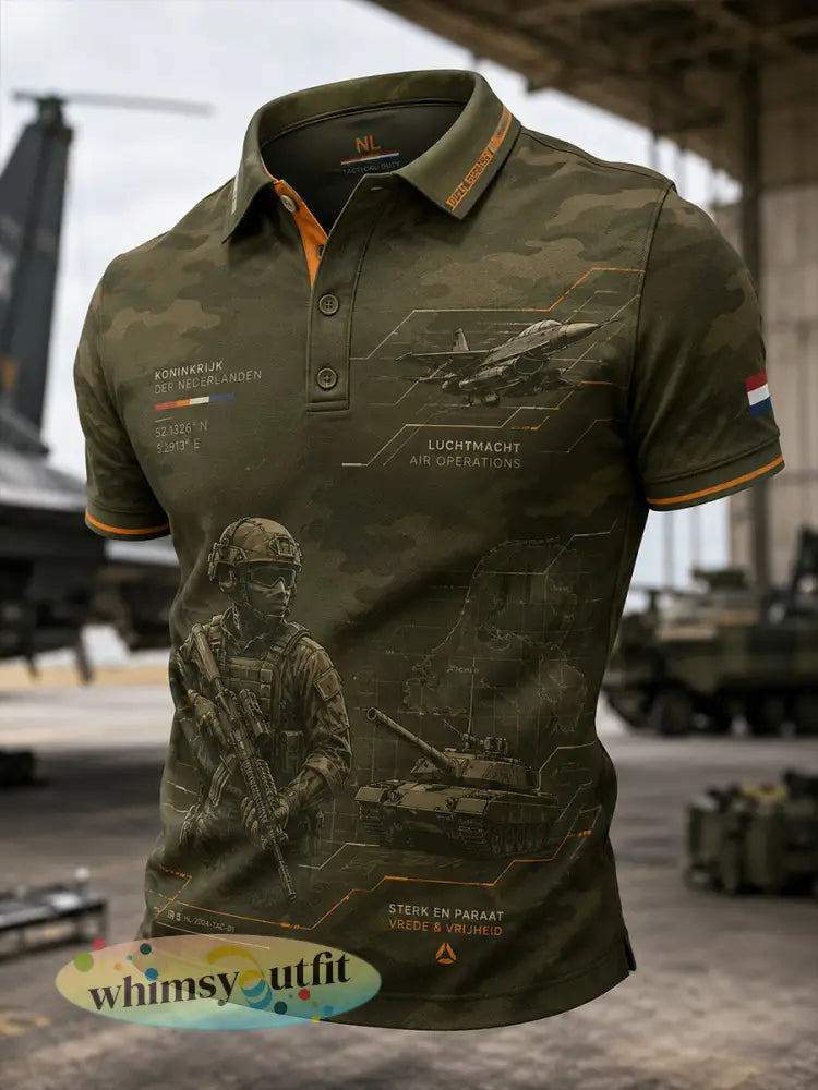 Herenpoloshirt met korte mouwen en militaire print - A / S