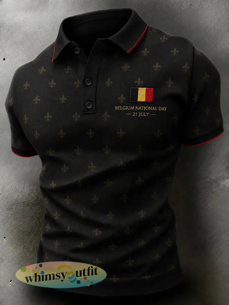 Herenpoloshirt met korte mouwen en nationale dagthema - A / S