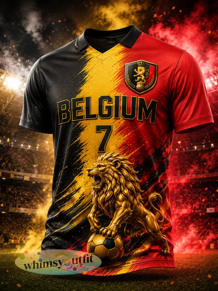 Herenpoloshirt met korte mouwen en print van een leeuw en voetbal - A / S
