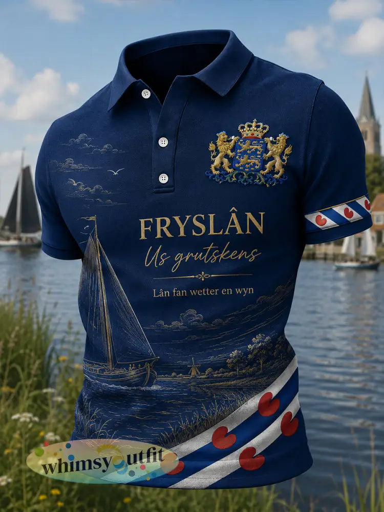 Herenpoloshirt met korte mouwen en stedelijk herdenkingsmotief - A / S