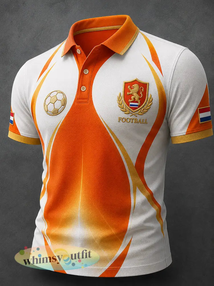 Herenpoloshirt met korte mouwen en voetbalprint - A / S