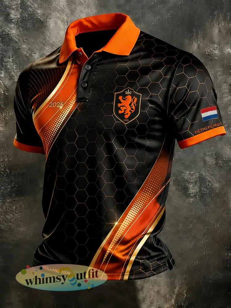 Herenpoloshirt met korte mouwen en voetbalprint - A / S