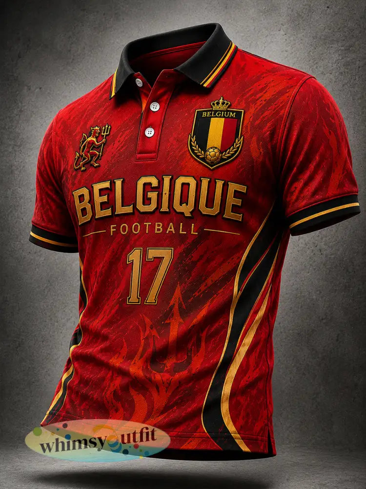 Herenpoloshirt met korte mouwen en voetbalprint - A / S
