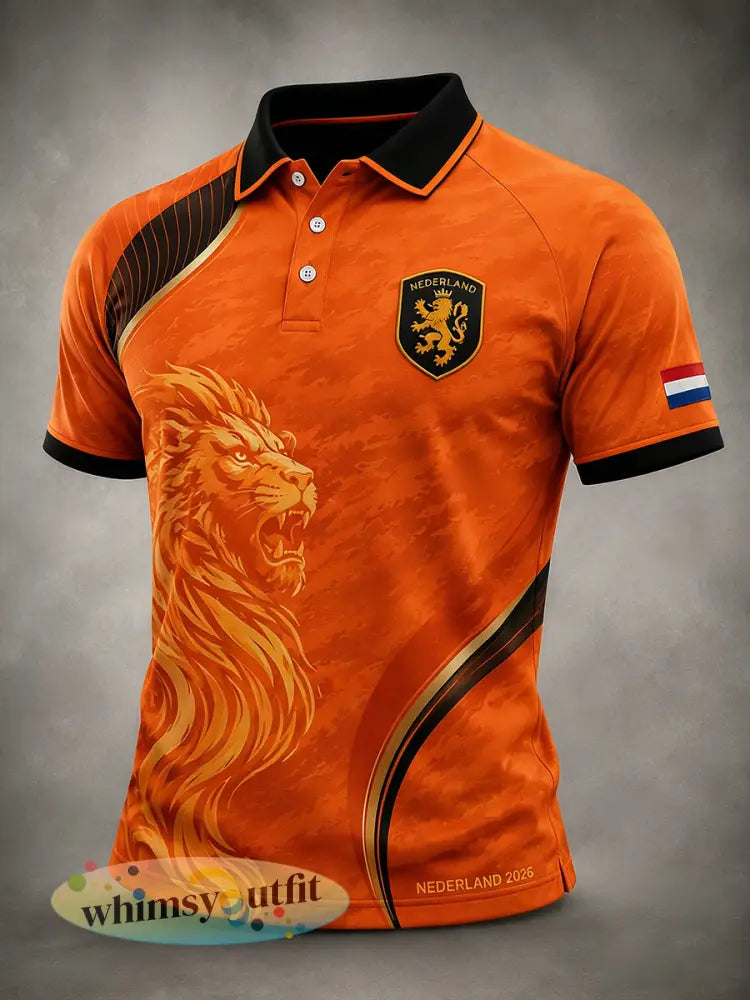 Herenpoloshirt met korte mouwen en voetbalprint - A / S
