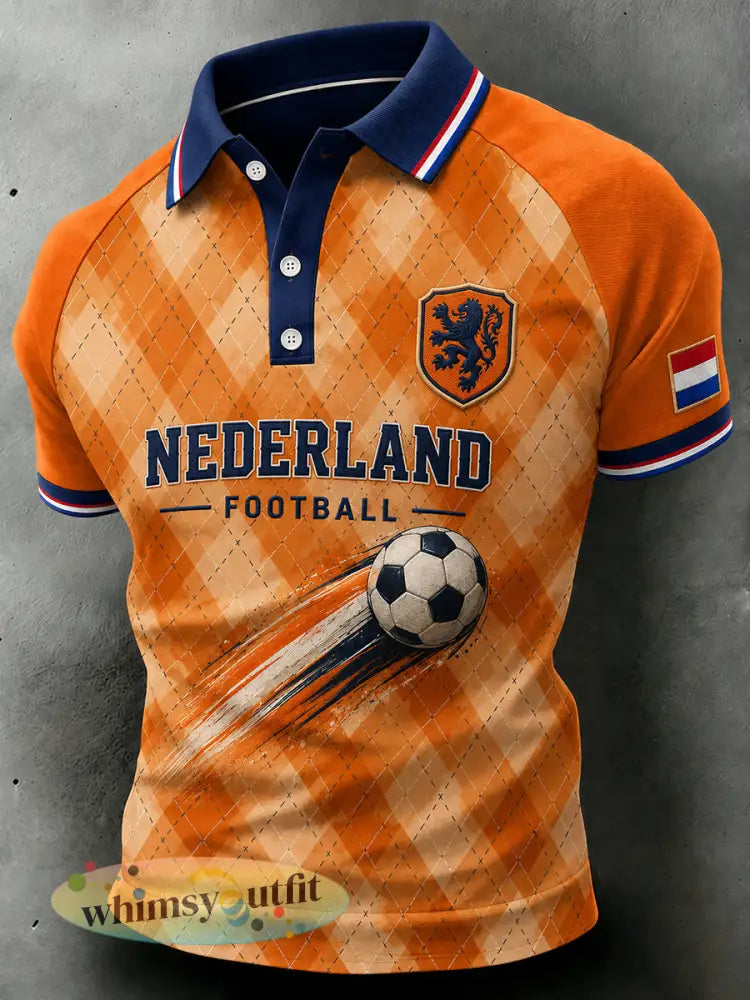 Herenpoloshirt met korte mouwen en voetbalprint - A / S