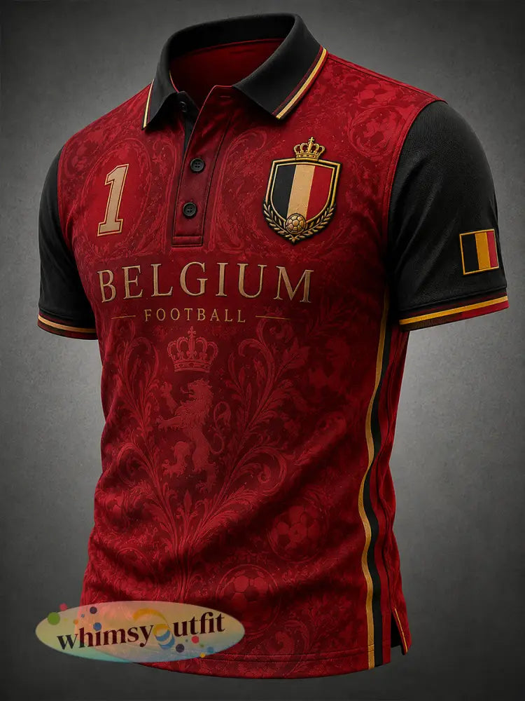 Herenpoloshirt met korte mouwen en voetbalprint - A / S