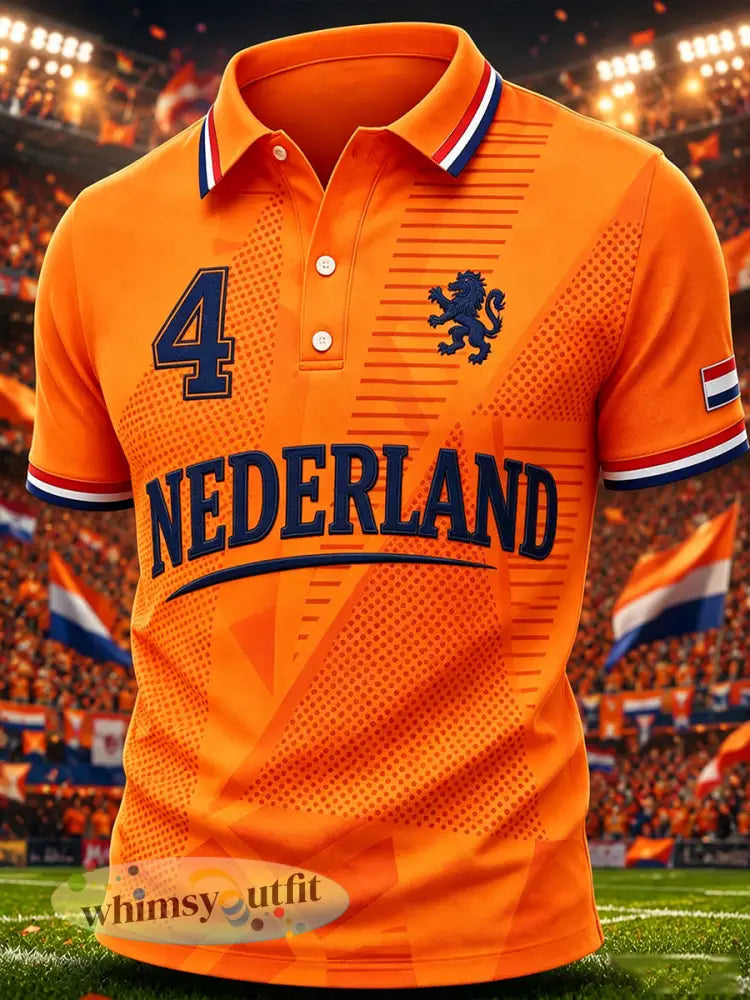 Herenpoloshirt met korte mouwen en voetbalprint - A / S