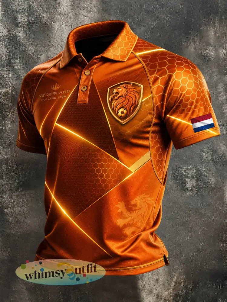 Herenpoloshirt met korte mouwen en voetbalprint - A / S