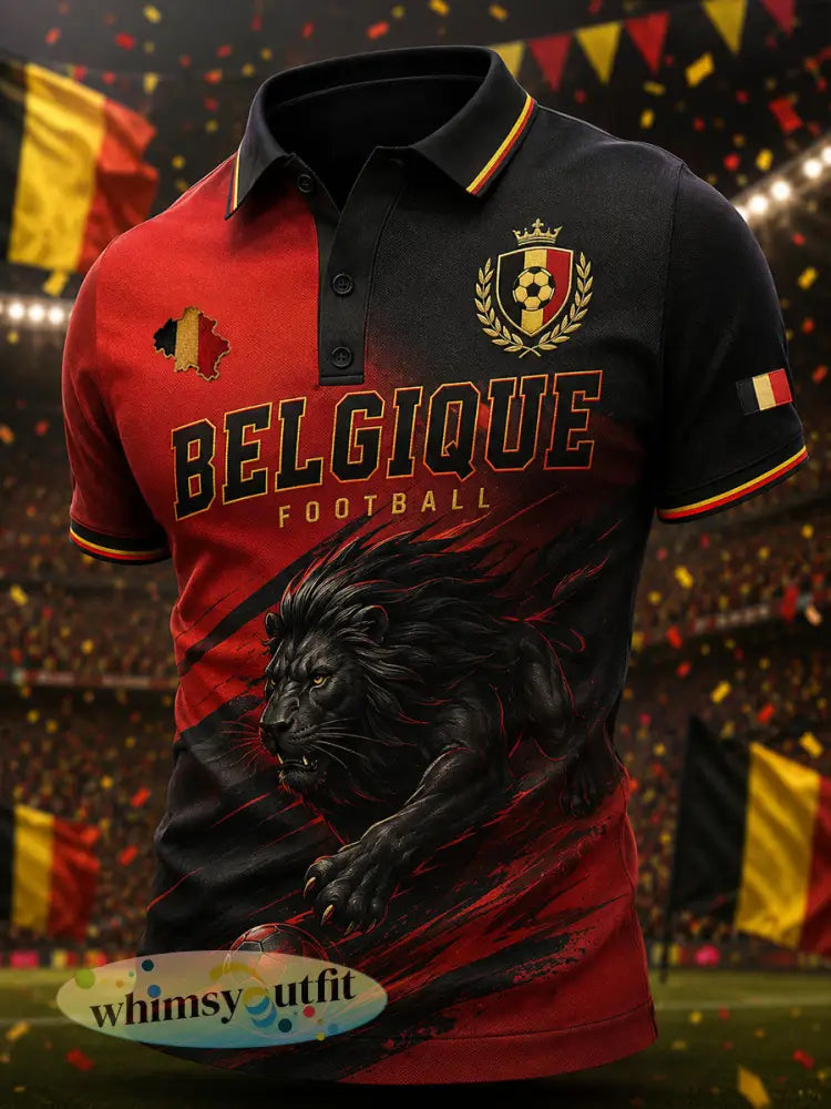 Herenpoloshirt met korte mouwen en voetbalprint - A / S