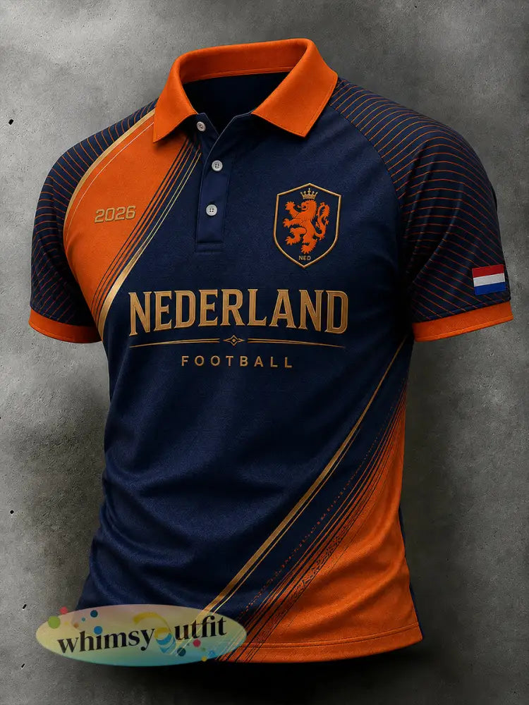 Herenpoloshirt met korte mouwen en voetbalprint - A / S