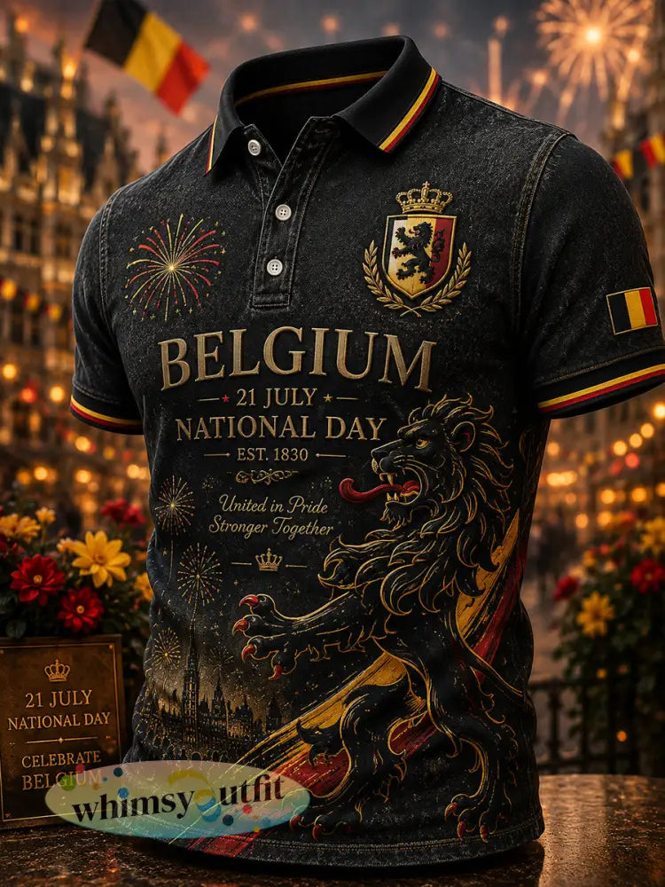 Herenpoloshirt met korte mouwen thema Nationale Dag - A / S