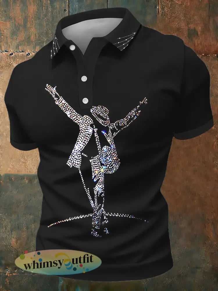 Herenpopmuziek figuurshirt - Zwart / S