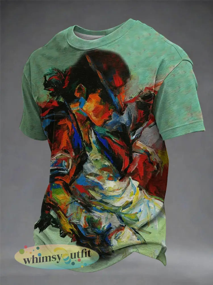 Herenpopmuziekfiguur T-shirt met korte mouwen - als foto / S