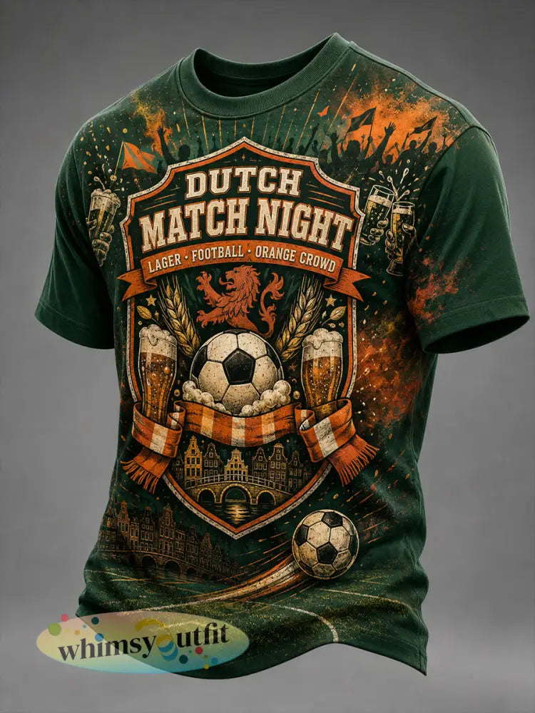 Herenretro-T-shirt met korte mouwen en print van een leeuw en bier - A / S