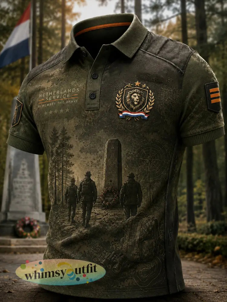 Herens poloshirt met retro veteraandessin en korte mouwen - A / S