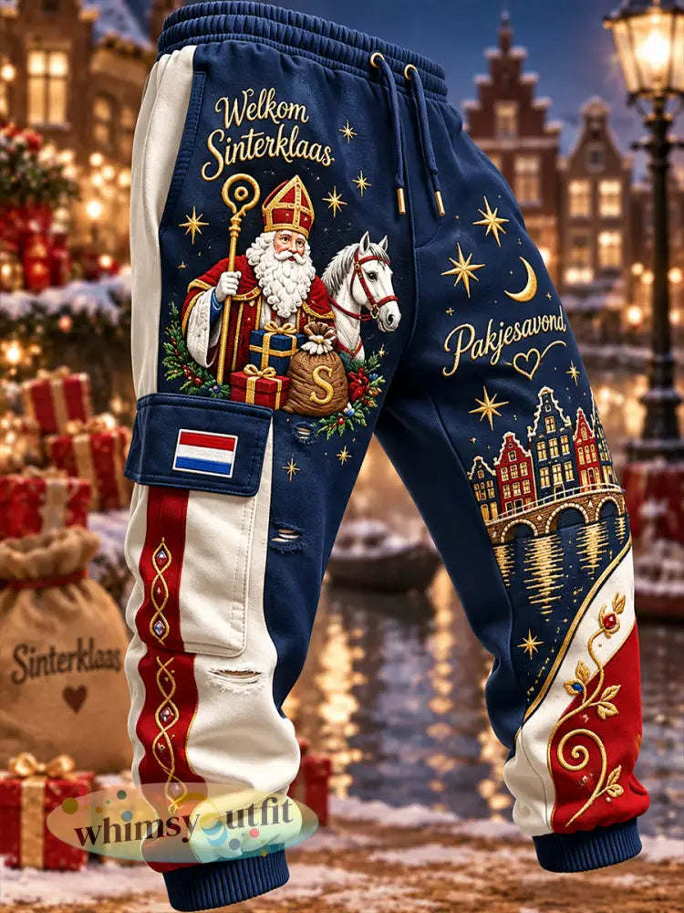 Herenshirt met grafische print voor het Sint-Nicolaasfeest lange cargobroek - A / S