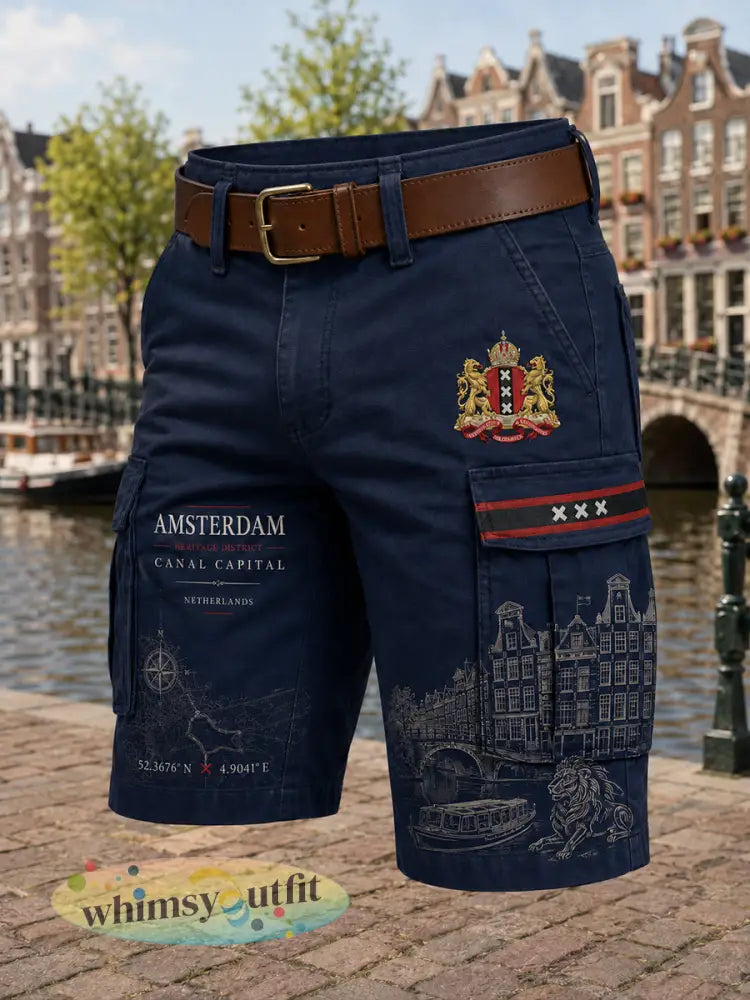 Herensmokingsbroek met stedelijk herdenkingsgraffisch motief en cropped model - A / S