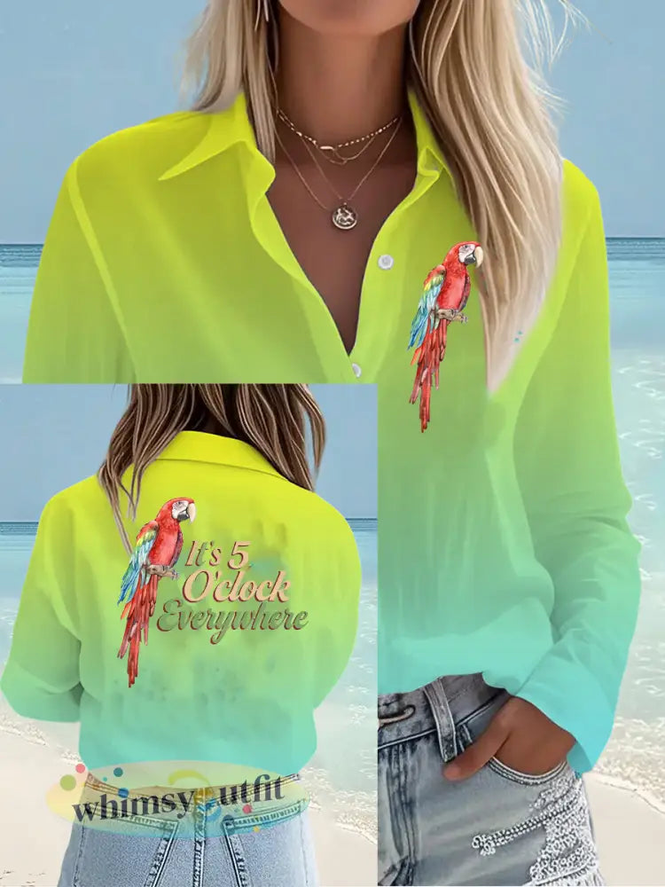 Jimmy Buffet-stijl voor dames Het is 5 uur klok overal shirts - Gemengde Kleur / S