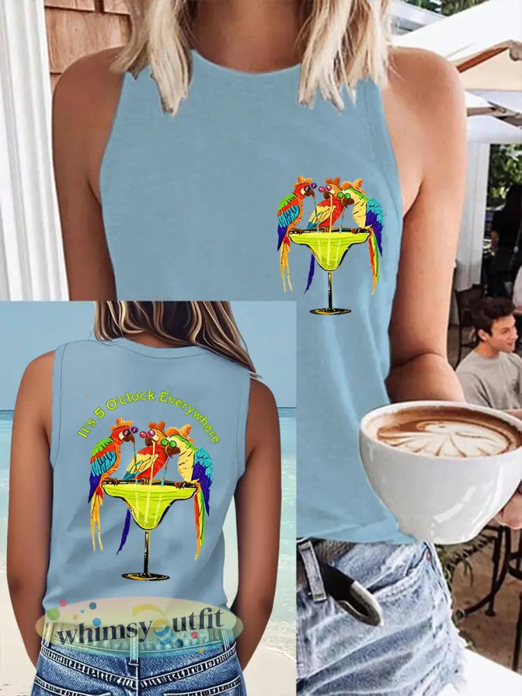 Jimmy Buffet-stijl voor dames Het is 5 uur overal vesten - Hemelsblauw / S
