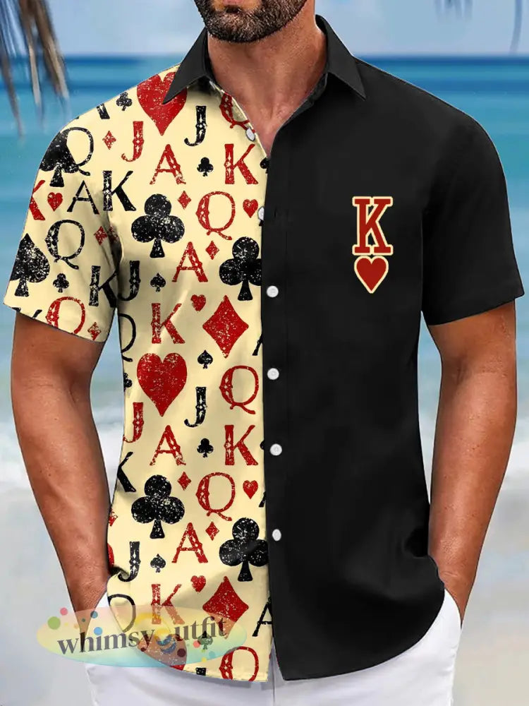 King of Hearts-shirts in resortstijl voor heren - Zwart / S
