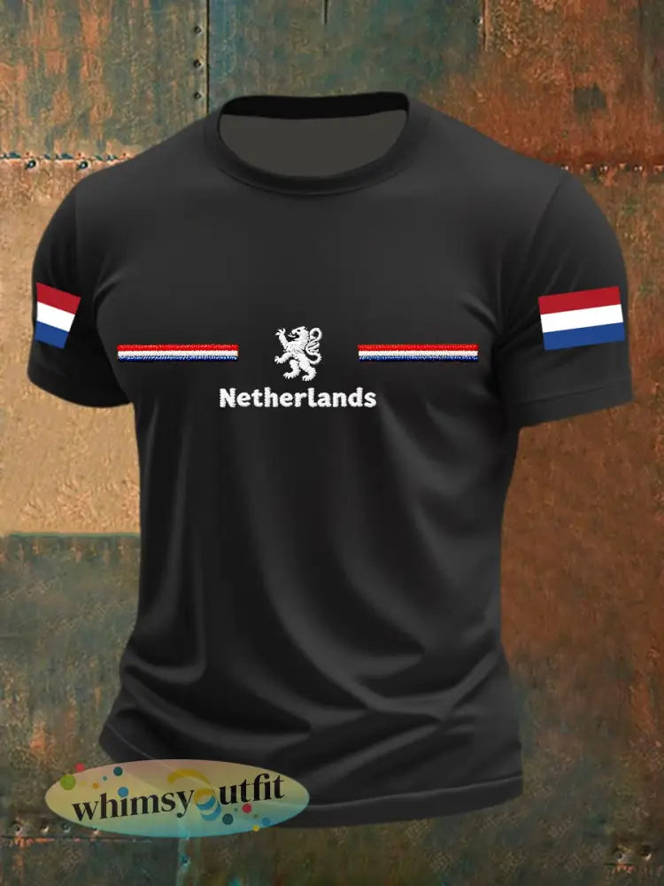 Koningsdag katoenen T-shirt met korte mouwen voor heren - Zwart / S
