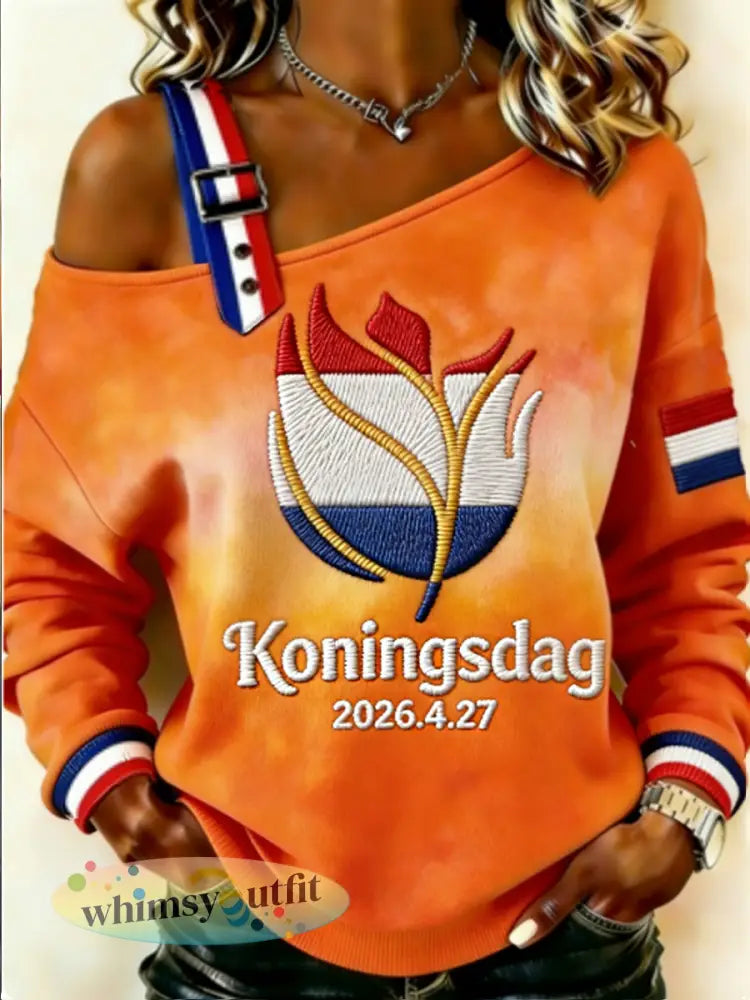 Koningsdag Sweatshirt voor heren - Sinaasappel / S