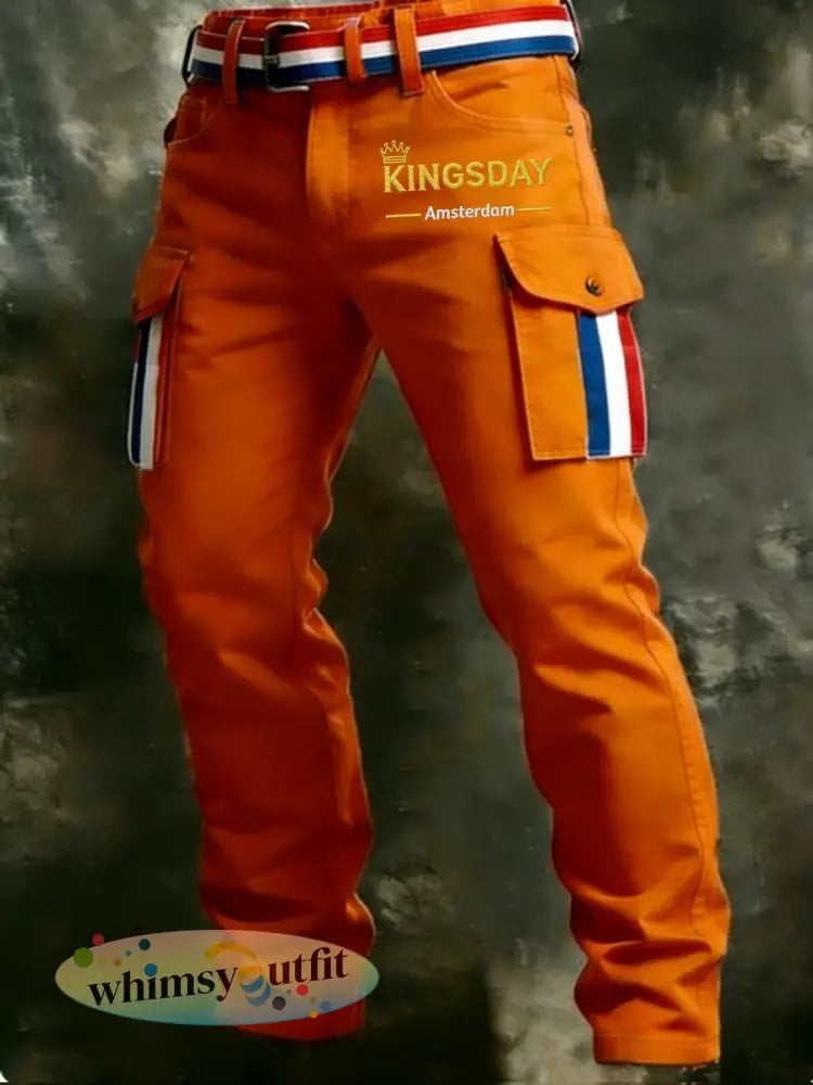Koningsdag vrijetijdsbroek voor heren - Sinaasappel / S