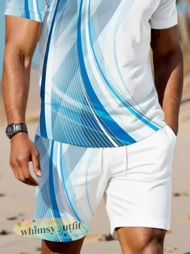 Kunstgolven heren print casual tweedelige set