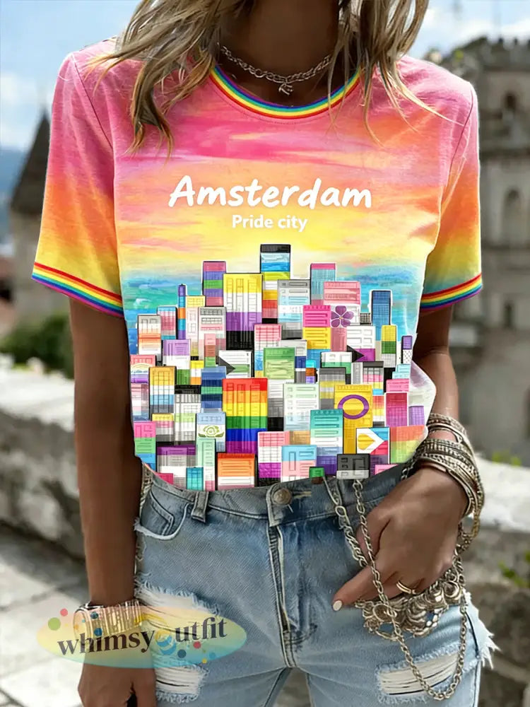 LGBT-shirt met LGBT-print voor dames - Veelkleurig / S