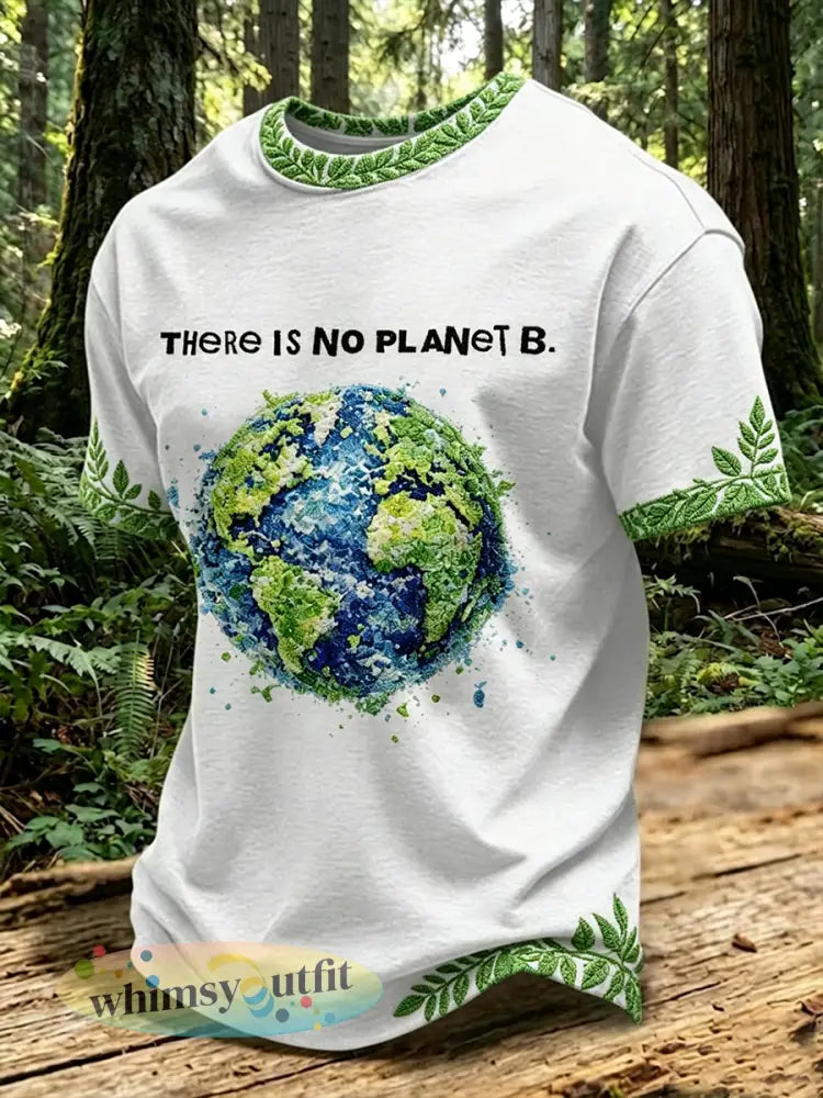 Mannen Er is geen Planet B T-shirt met korte mouwen - Wit / S
