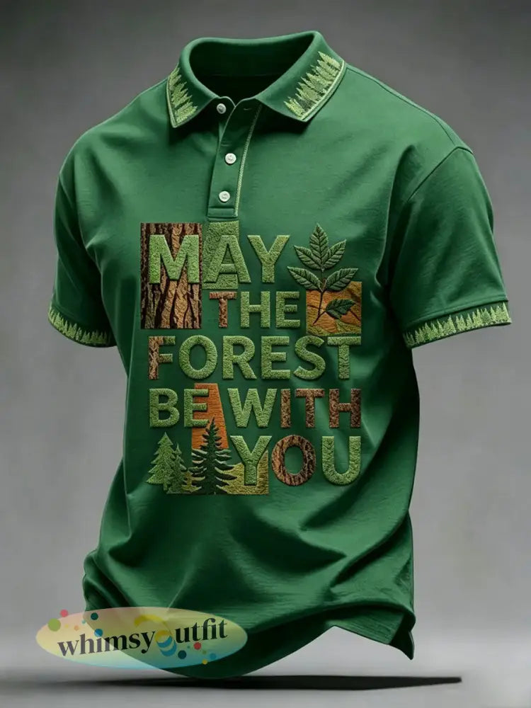 Mannen May The Forest Be Met You Gedrukte Shirt - Groen / S