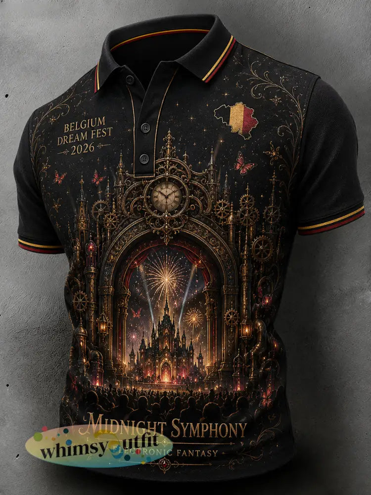 Mannenmuziekfestivalprint poloshirt met korte mouwen - A / S