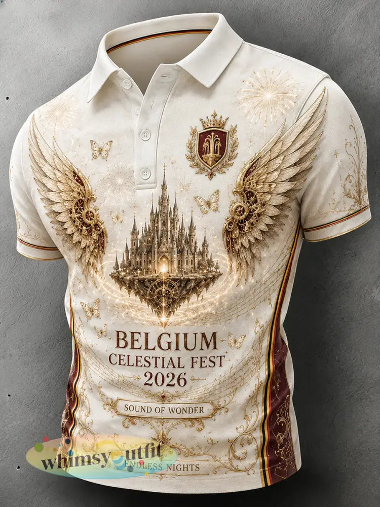 Mannenmuziekfestivalprint poloshirt met korte mouwen - A / S