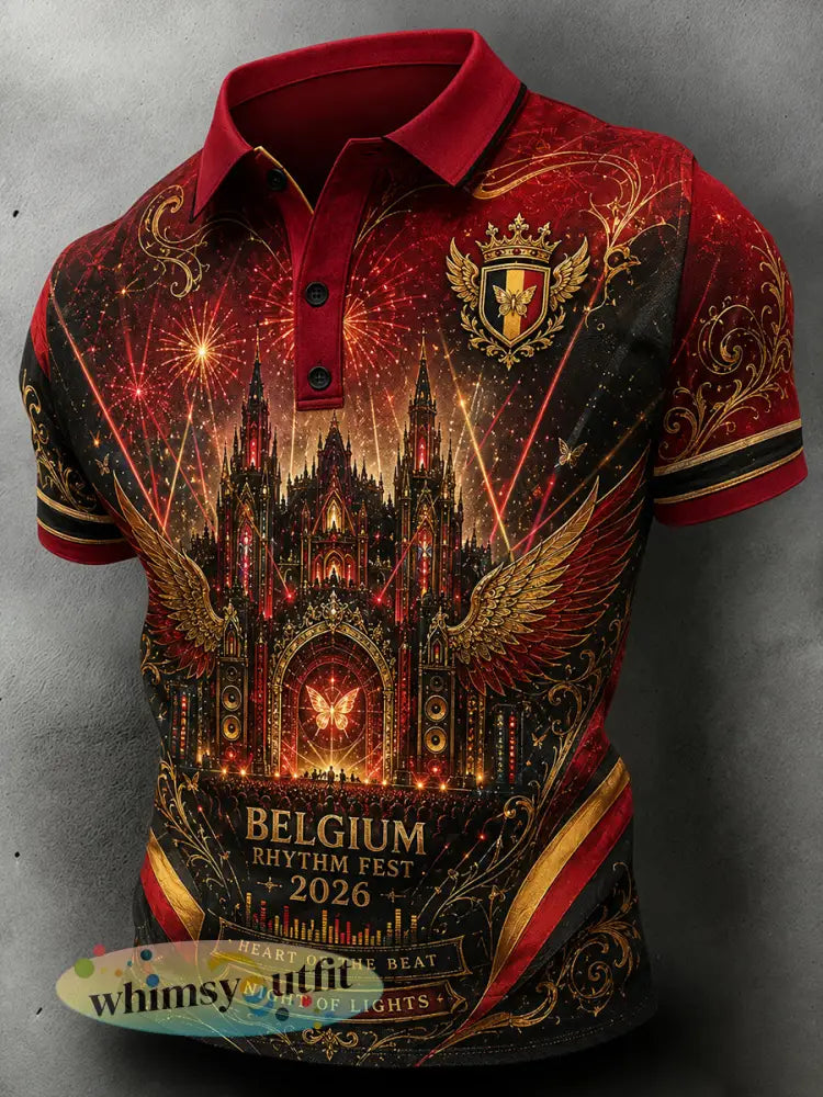 Mannenmuziekfestivalprint poloshirt met korte mouwen - A / S