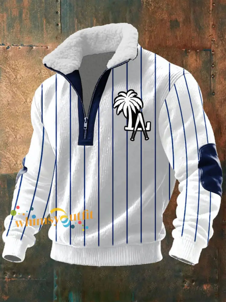 Men’s Baseball Baggy Zip-up Hoodie White / S