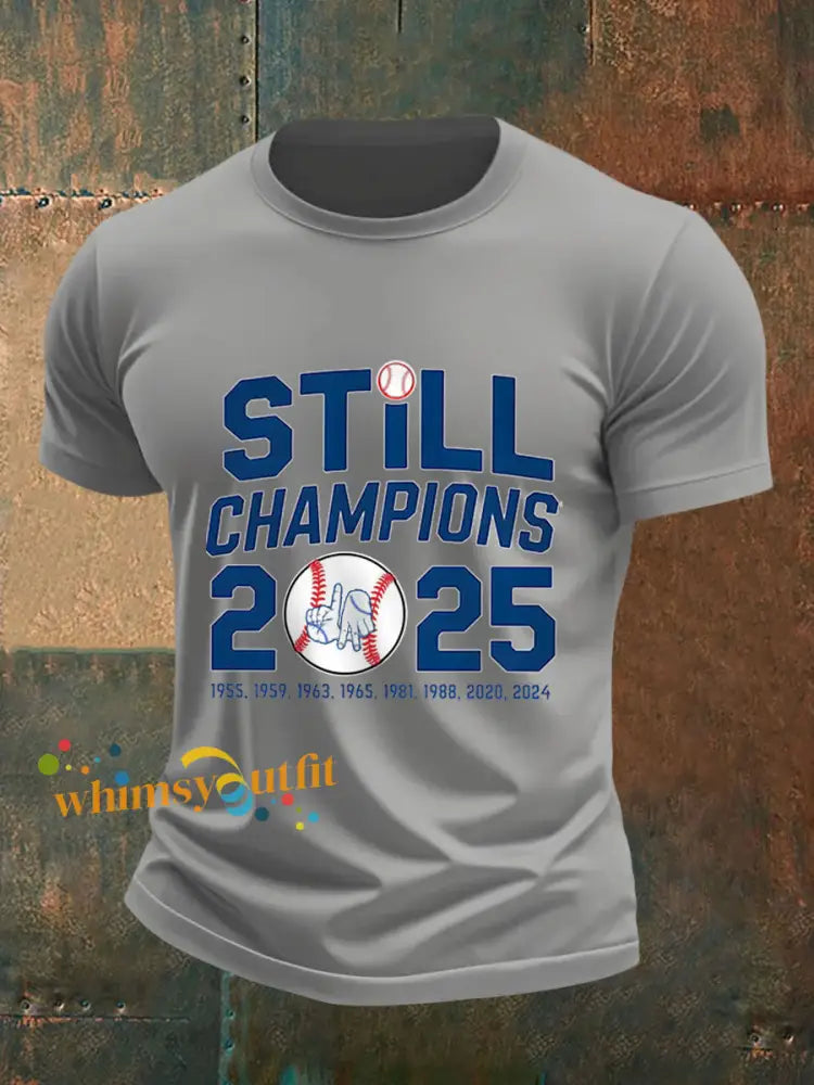 Men’s Baseball World Series Champions 2025 Print Casual Tee Light Gray / S