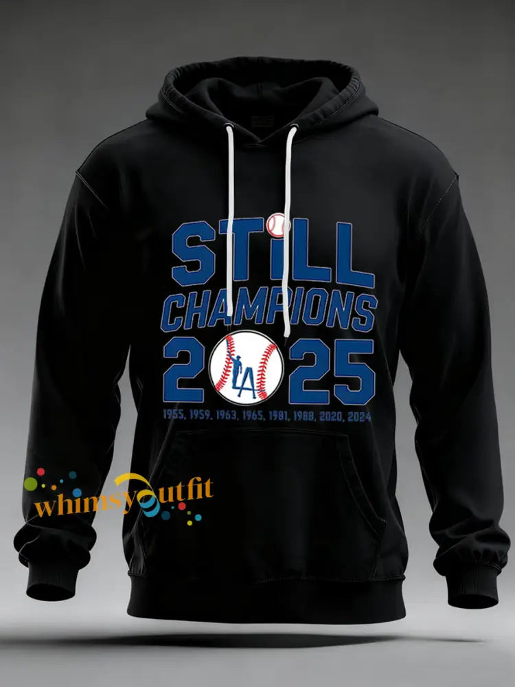 Men’s Baseball World Series Still Champions 2025 Print Casual Hoodie Black / S