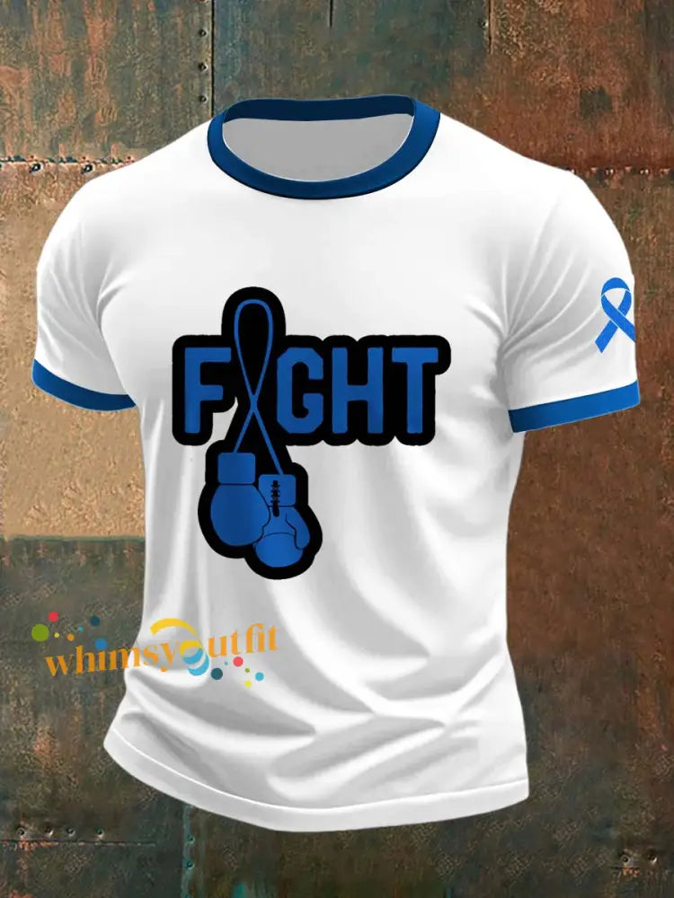 Men’s Fight Against Prostate Cancer Printed Vintage Fashion Loose Short Sleeve T Shirt White / S