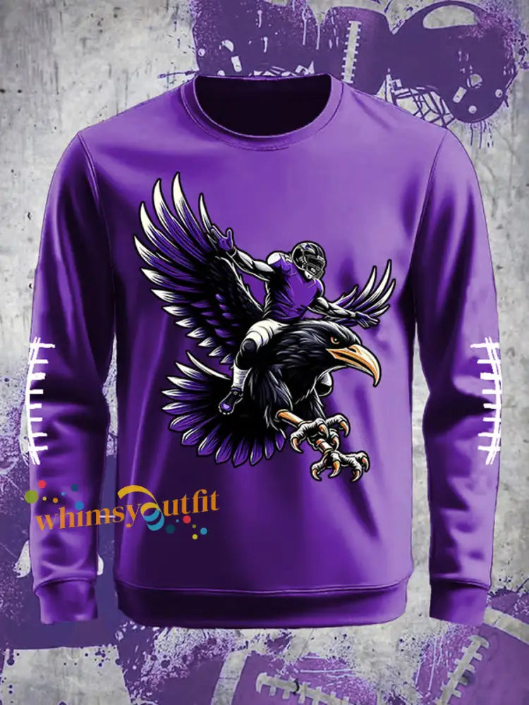 Men’s Football Fans Lovers Gameday Casual Crew Neck Sweatshirt Purple / S