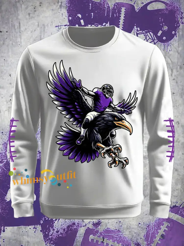 Men’s Football Fans Lovers Gameday Casual Crew Neck Sweatshirt White / S