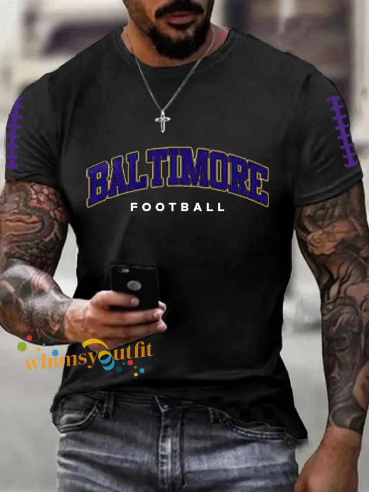Men’s Football Fans Lovers Gameday Casual Short Sleeve T shirt Black / S
