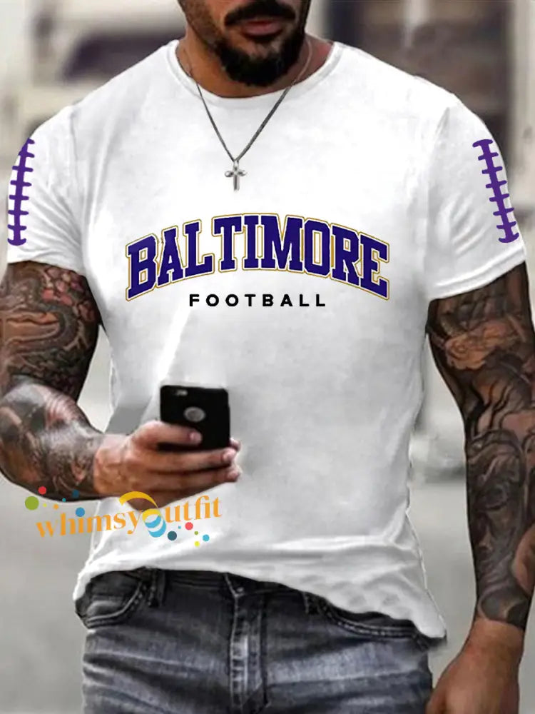 Men’s Football Fans Lovers Gameday Casual Short Sleeve T shirt White / S