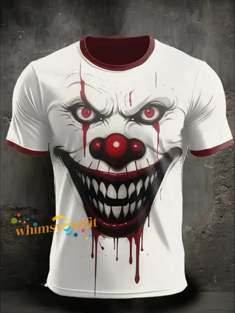 Men’s Halloween Horror Printed T shirt Beige / S